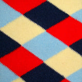 Bassin and Brown Diamond Check Socks - Red, Navy, Beige and Blue