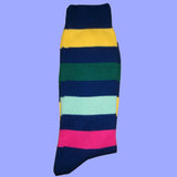 Bassin and Brown Navy Multi Stripe Cotton Socks