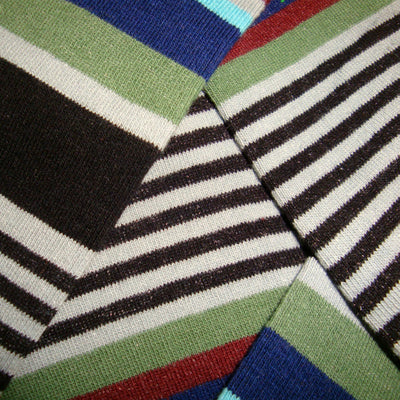 Bassin and Brown Multi Stripe Socks - Grey.Wine.Blue.Turquoise.Green.Black