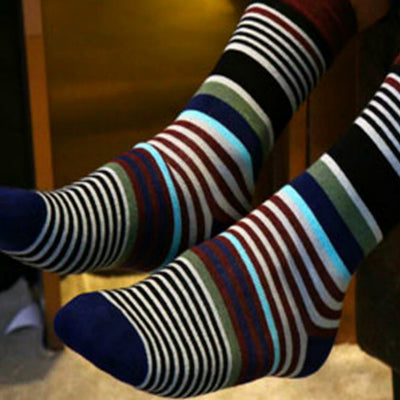 Bassin and Brown Multi Stripe Socks - Grey.Wine.Blue.Turquoise.Green.Black