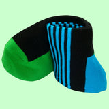 Bassin and Brown Thin Stripe Socks - Blue, Black and Green