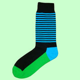 Bassin and Brown Thin Stripe Socks - Blue, Black and Green