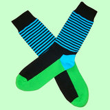 Bassin and Brown Thin Stripe Socks - Blue, Black and Green