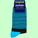 Bassin and Brown Thin Stripe Socks - Blue, Black and Green