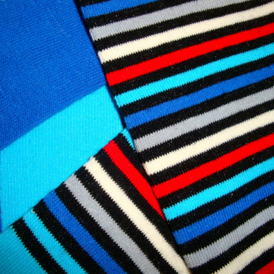 Bassin and Brown Multi Thin Stripe Socks Turquoise/Blue/White/Grey/Red