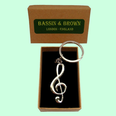 Bassin and Brown Silver Musical Note Keyring