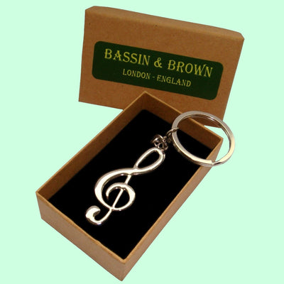 Bassin and Brown Silver Musical Note Keyring