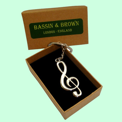 Bassin and Brown Silver Musical Note Keyring