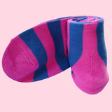 Bassin and Brown Hooped Stripe Cotton Socks - Pink and Blue