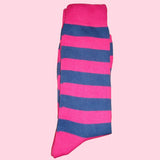 Bassin and Brown Hooped Stripe Cotton Socks - Pink and Blue