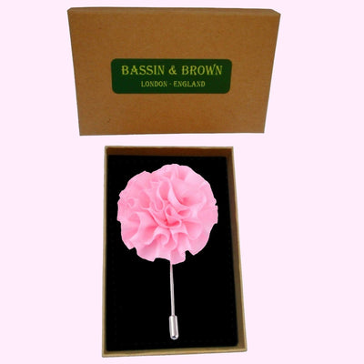 Bassin and Brown Flower Jacket Lapel Pin - Pink