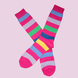 Bassin and Brown Pink Multi Stripe Cotton Socks