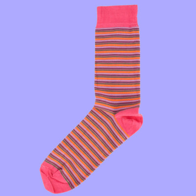 Bassin and Brown Multi Stripe Fine Gauge Cotton Socks - Pink