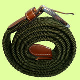 Bassin and Brown Plain Elasticated Woven Belt - Silver Toned Buckle - Khaki Green
