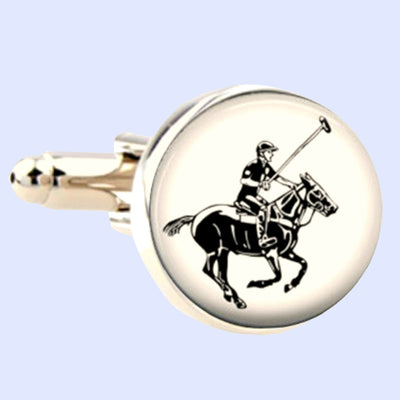 Bassin and Brown Polo Player Cufflinks - White and Black