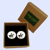 Bassin and Brown Polo Player Cufflinks - White and Black