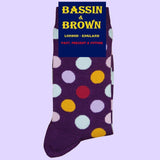 Bassin and Brown Spot Multi Coloured Socks - Purple, Lilac, Yellow, Red and White