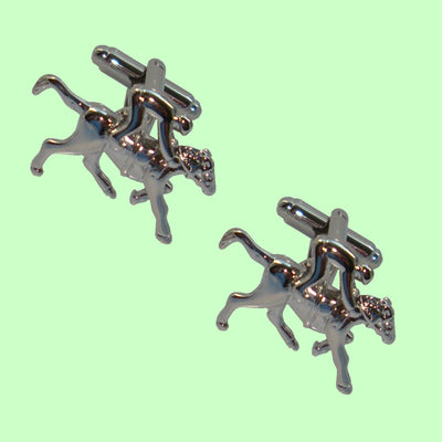 Bassin and Brown Horse Racing Cufflinks - Silver