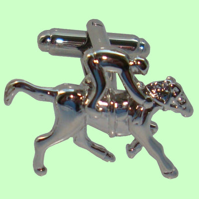 Bassin and Brown Horse Racing Cufflinks - Silver