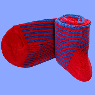 Bassin and Brown Royal Blue and Red Vertical Stripe Cotton Socks