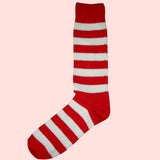 Bassin and Brown - Red and White - Hooped Stripe Cotton Socks