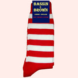 Bassin and Brown - Red and White - Hooped Stripe Cotton Socks