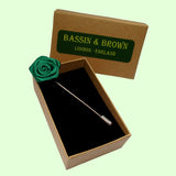 Bassin and Brown Rose Green Jacket Lapel Pin