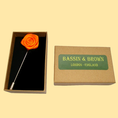 Bassin and Brown Rose Orange Jacket Lapel Pin