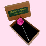 Bassin and Brown Pink Rose Flower Jacket Lapel Pin