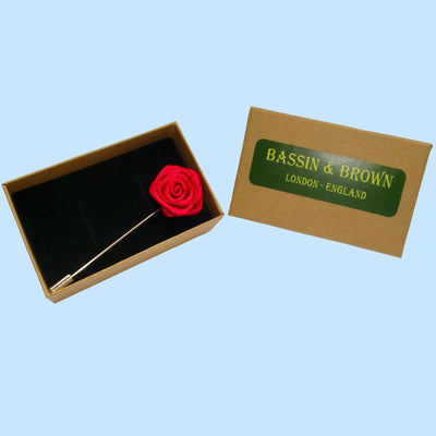 Bassin and Brown Red Rose Floral Jacket Lapel Pin