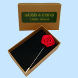 Bassin and Brown Red Rose Floral Jacket Lapel Pin