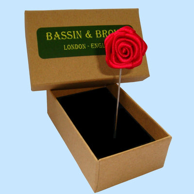 Bassin and Brown Red Rose Floral Jacket Lapel Pin