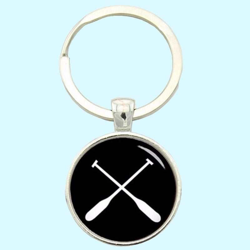 Bassin and Brown Crossed Oars Rowing Keyring - Black and White
