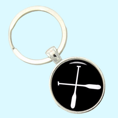 Bassin and Brown Crossed Oars Rowing Keyring - Black and White