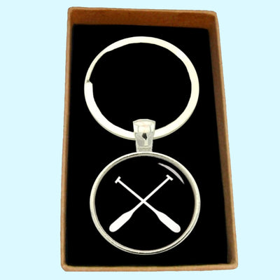 Bassin and Brown Crossed Oars Rowing Keyring - Black and White
