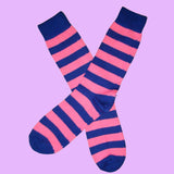 Bassin and Brown Royal Blue and Pink Hooped Stripe Cotton Socks