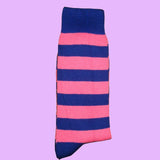 Bassin and Brown Royal Blue and Pink Hooped Stripe Cotton Socks