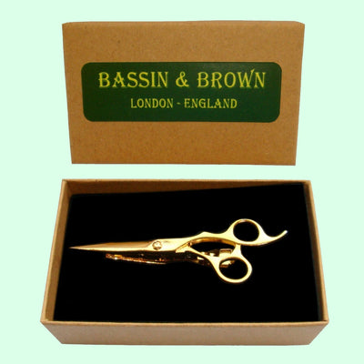 Bassin and Brown Scissors Gold Tie Bar