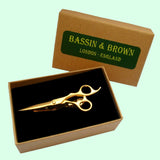 Bassin and Brown Scissors Gold Tie Bar