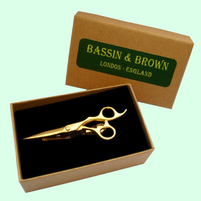 Bassin and Brown Scissors Gold Tie Bar