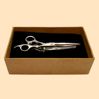 Bassin and Brown Scissors Silver Tie Bar