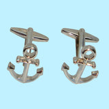 Bassin and Brown Ships Anchor Cufflinks - Silver