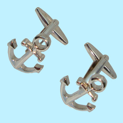 Bassin and Brown Ships Anchor Cufflinks - Silver