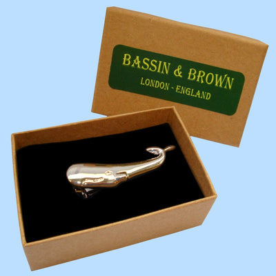 Bassin and Brown Whale Tie Bar - Silver