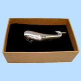 Bassin and Brown Whale Tie Bar - Silver