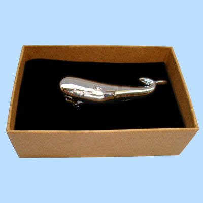 Bassin and Brown Whale Tie Bar - Silver