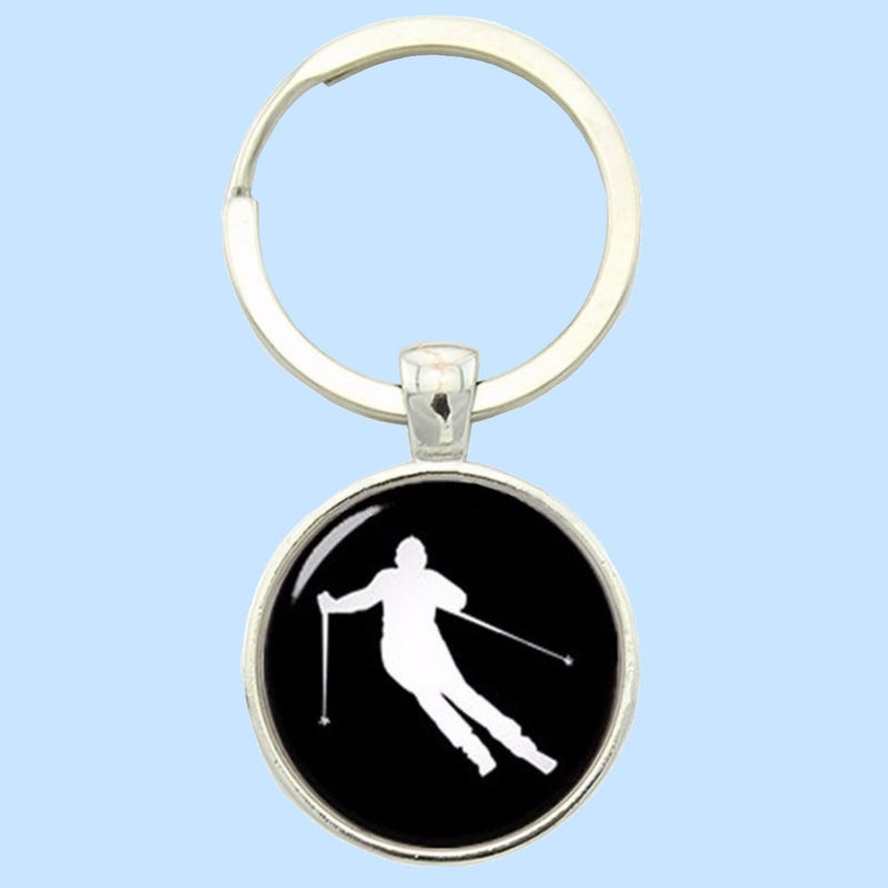 Bassin and Brown Skier Keyring Black and White