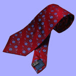 Bassin and Brown Classic Small Flower Woven Silk Tie Wine/Blue