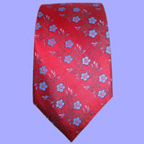 Bassin and Brown Classic Small Flower Woven Silk Tie Wine/Blue