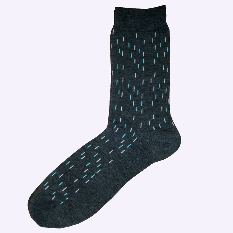 Bassin and Brown Thin Line Socks Charcoal, Turquoise and White